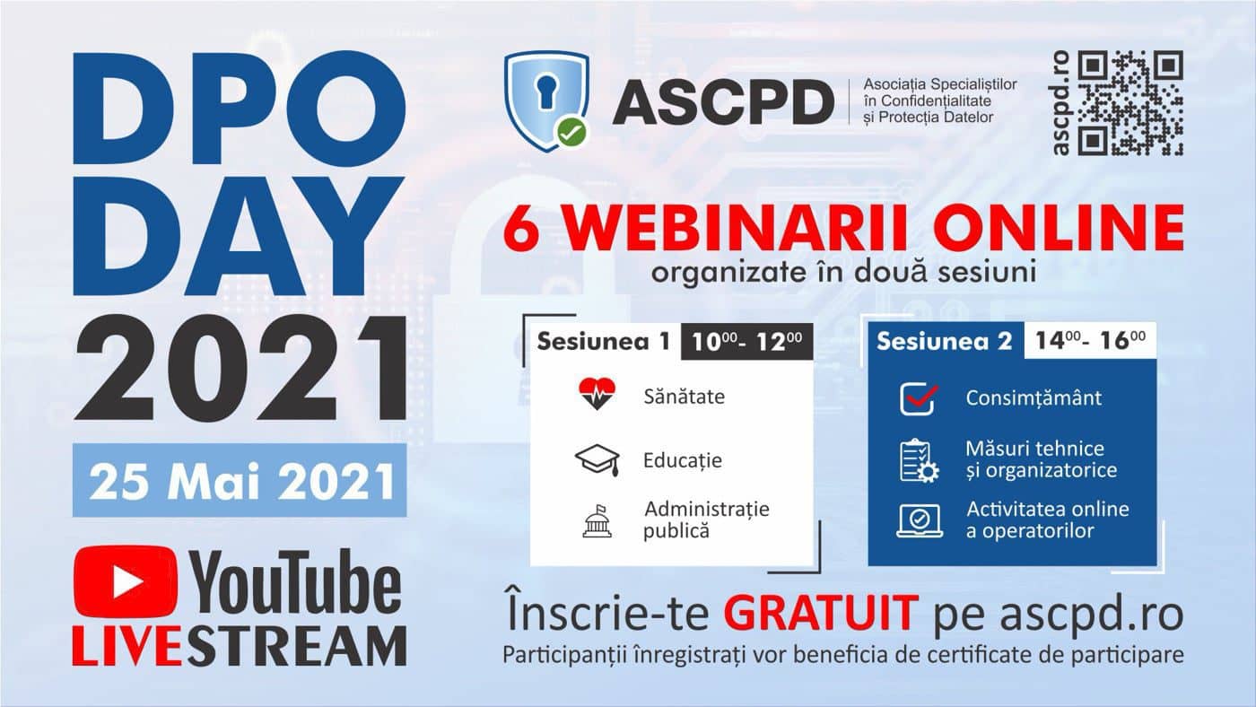 Webinar ASCPD “Prelucrarea datelor în DOMENIUL SANITAR” – 25 Mai 2021