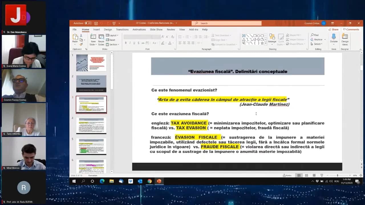Conferința Națională de Drept Fiscal. Ed. 7 / 13 noiembrie 2020 – Panelul III