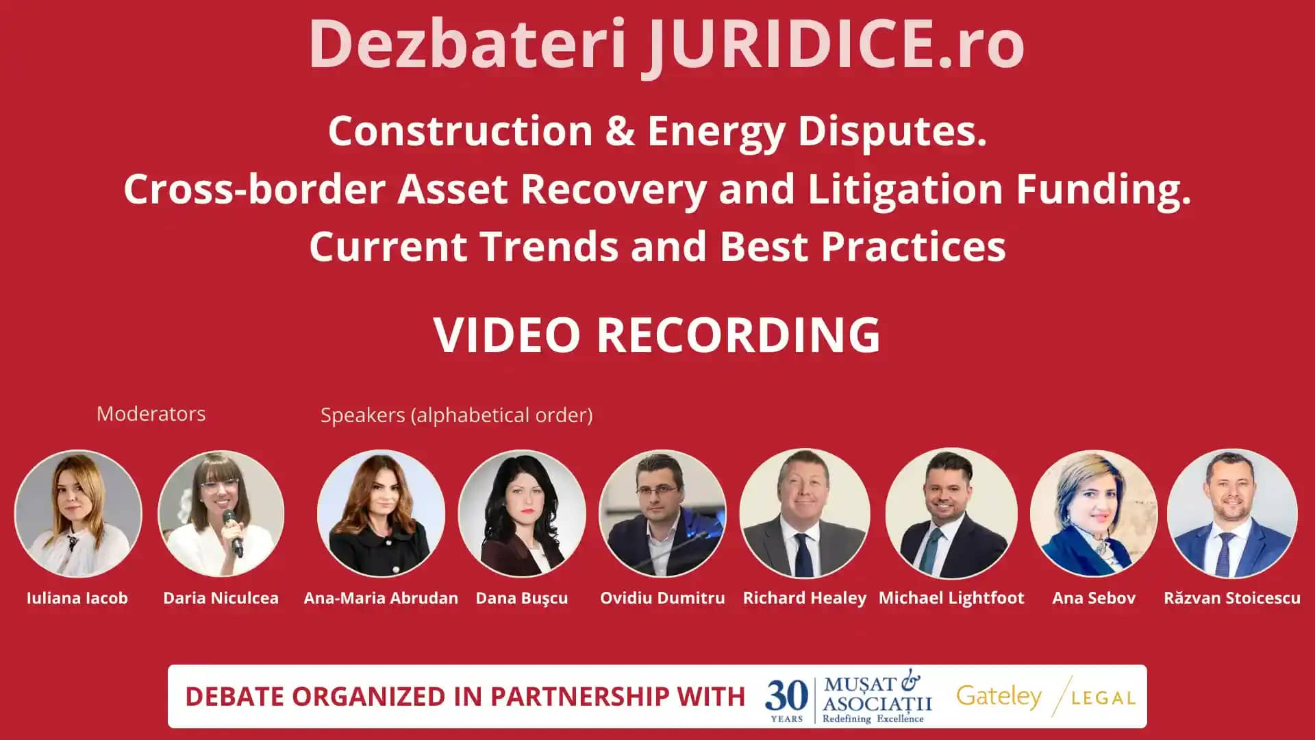 Construction & Energy Disputes. Cross-border Asset Recovery and Litigation Funding. Current Trends and Best Practices / 26 noiembrie 2024